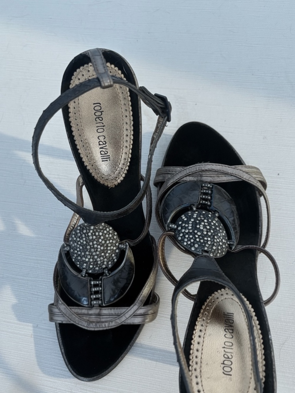 Roberto Cavalli Y2K Jeweled Heels Size 37.5 Made in Italy